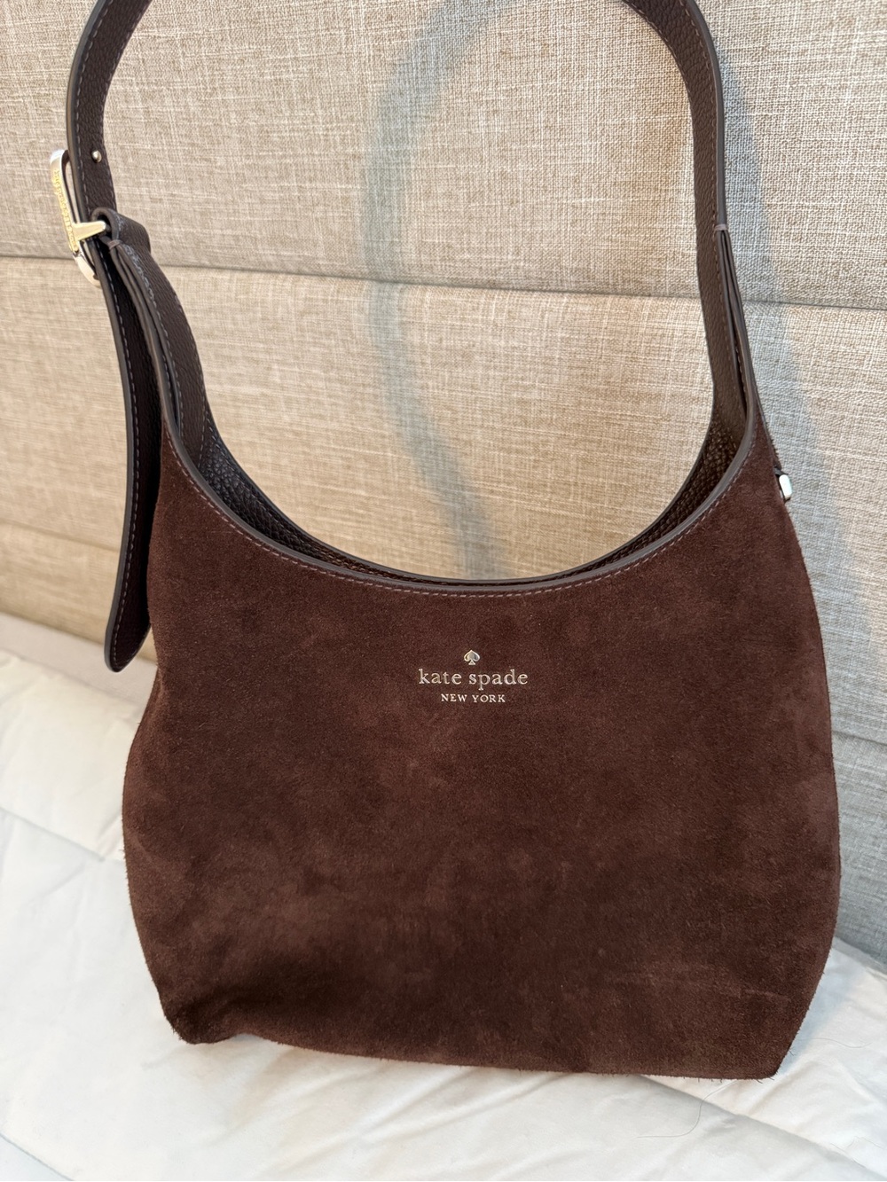 kate spade Chocolate Brown Suede Hobo Shoulder Bag